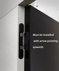 3 Pack Black Concealed Hinges For Invisible Secret Doors Heavy Duty Steel Hidden Hardware 180 Degree Adjustable showing installation detail.