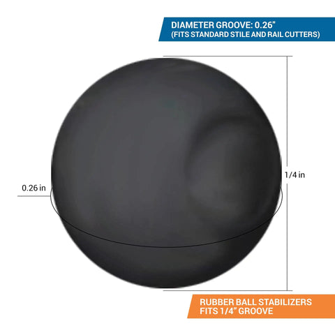 Close-up of a quarter inch rubber ball, part of the Quarter Inch Rubber Ball Cabinet Door Spacers Auto Center Alignment Tool.