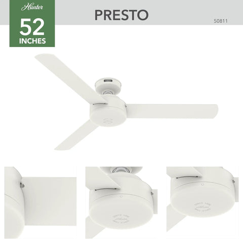 52 Inch Indoor Ceiling Fan No Light Matte White Triple Blade Ceiling Fan With Standard Mount And Wall Control in focus