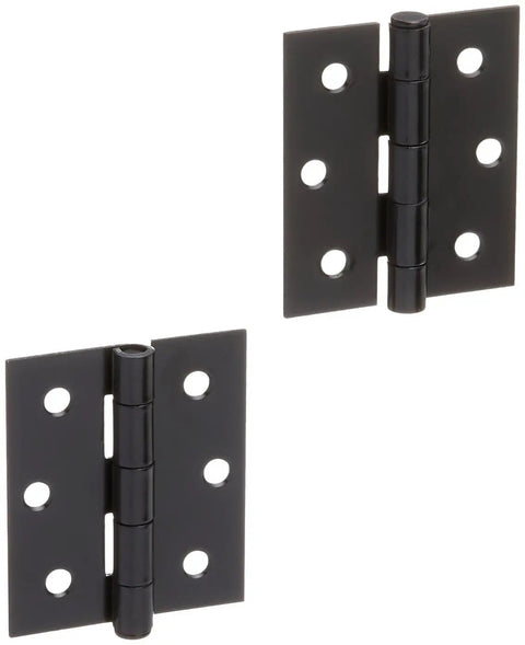 Square Door Hinge 3 x 2.5 x 0.08 In Black Heavy Duty Storm And Screen Door Hinge 2 Pack with visible mounting holes