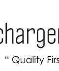 Chargers4evs logo featuring a stylized electric vehicle silhouette with charging symbols, quality first tagline.