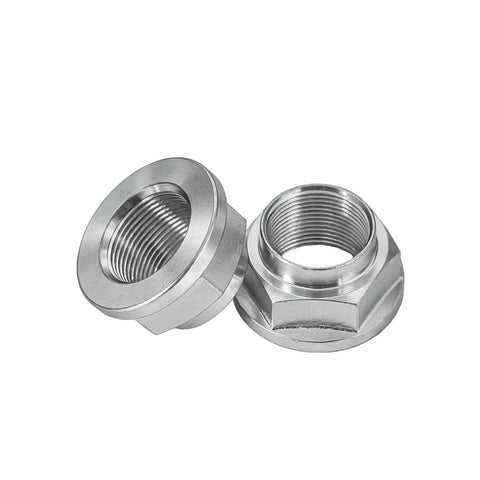 Pair Of M26x15 Front CV Shaft Axle Nuts Made From Heat Treated Steel For Honda Accord Civic CRV Odyssey Pilot Ridgeline And Accuras, showcasing two zinc plated steel axle nuts.