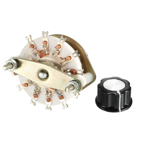 Band Selector Rotary Switch 1 Pole 10 Position 1 Deck with Plastic Knob for DIY Electronics and Audio Control Panels, side view