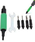 Blind Rivet Removal Tool Kit For 1/4 Inch Drills, Built For Fast, No Hassle Rivet Popper Action, Universal Compatibility With Pneumatic Or Electric, Includes Guide And Five High Speed Threaded Bits That Precisely Fit 1/8 Inch Rivets, with drill adapter and bits