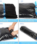 Steps to use the 12 Pack Space Saver Vacuum Compression Bags For Travel No Pump Required Transparent PA And PE Material Includes 6 Medium 20x16 Inches And 6 Large 24x16 Inches For Clothes Gear And Home Packing.