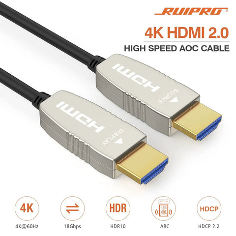 Premium 4K Hdmi 2.0b Fiber Optic Cable Delivers Plug And Play Simplicity With Lightning Fast Syncing And Zero Lag Transmission For Flawless Home Theater Setups In Exactly Ten Feet - Two HDMI connectors.