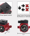 Three Quarter Inch Outlet Hot Water Recirculating Pump for Water Heater System, 110 To 120V, Three Speed, Easy Install Diagram