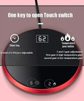 Electric Coffee Mug Warmer Heats Your Daily Brew Piping Hot With Precise Auto Timer And Dual Heat Settings Built From Scratch Safe Tempered Glass showing control panel and timer keys.