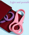 Figure Eight Fitness Resistance Band For Arm Back Chest Shoulder Toning And Stretching, pink and purple latex bands in pouch
