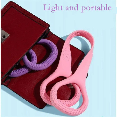 Figure Eight Fitness Resistance Band For Arm Back Chest Shoulder Toning And Stretching, pink and purple latex bands in pouch