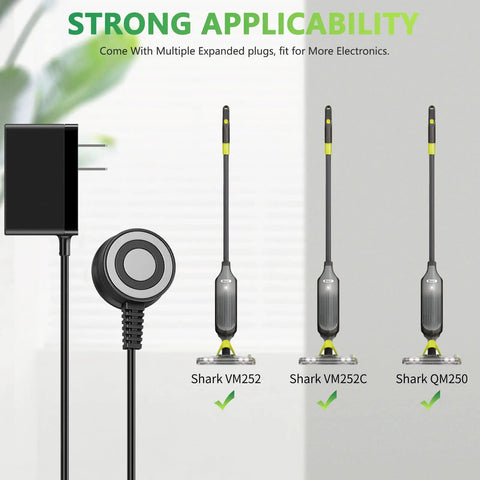 Shark VACMOP Charger Replacement For VM252 VM252C QM250 Pro Cordless Hard Floor Vacuum Mop With Magnetic Power Cord