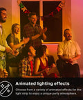 Group enjoying Smart LED Light Strip 16.4 Ft RGBIC With 50 Color Zones in party setting, Wi Fi Compatible and Works With Alexa