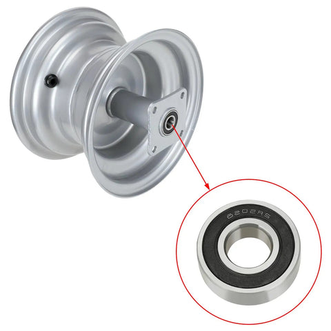 Front And Rear Mini Bike Wheel Bearings 6202RS Replacement Kit Fits Coleman CT200U CT200U-EX and wheel detail