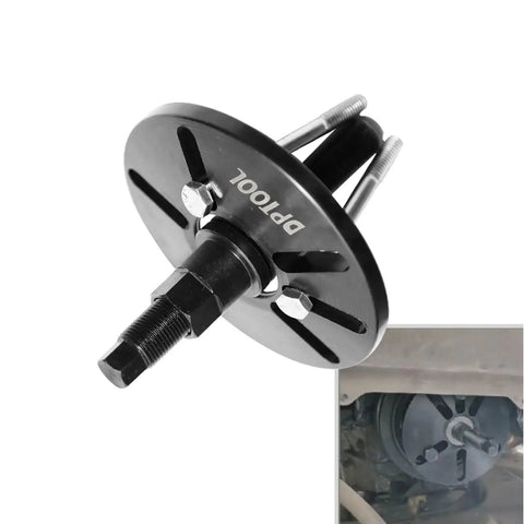 Balancer Puller Set For Harmonic Balancer Removal And Install Kit with crank pulley tool in use, steel construction