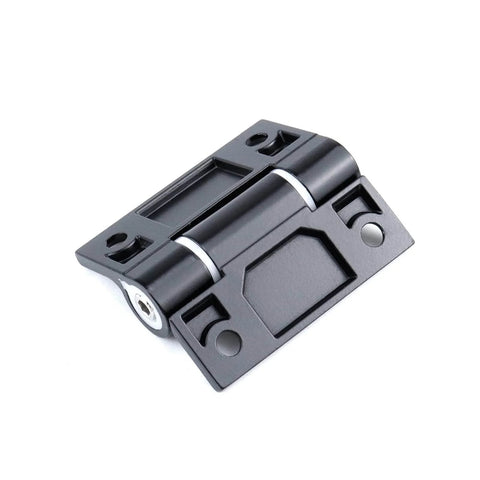 Heavy Duty Adjustable Position Control Damping Hinges 2 Pack Black Zinc Alloy For Furniture Cabinets Equipment 0 To 2.5 Nm Torque With Countersunk Holes 65 By 55 Mm, single hinge view