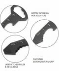 Metal Card EDC Multitool with bottle opener, flathead screwdriver, hex bolt adjuster, and laser-etched ruler details