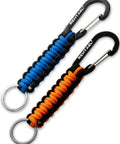 Heavy Duty Carabiner Key Chain Set With Military Braided Paracord And Hook Clip D Ring, 2 Pack In Black Blue And Black Orange