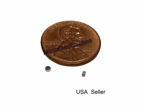 Ultra Tiny Round Disc Magnets 1/16x1/32 Inch N52 Rare Earth Magnets shown next to penny for scale