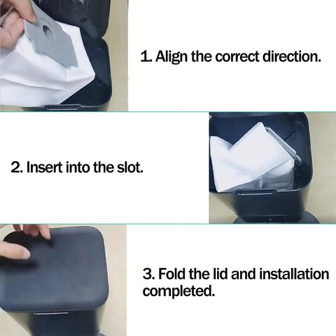 Installing 12 Pack Vacuum Bags For I And S Series Clean Base with no fuss in automatic dirt disposal unit, step-by-step.