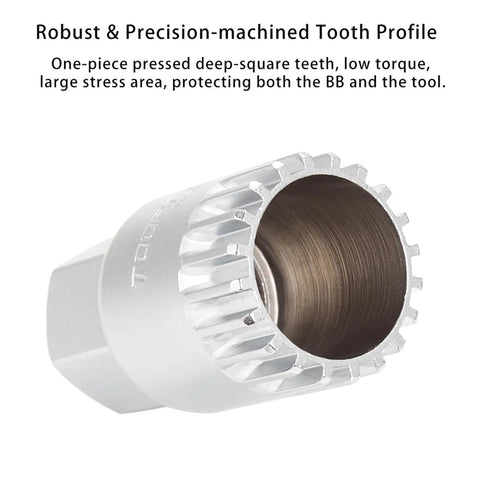 20 Tooth Bottom Bracket Removal Tool Kit With Anti Drop Fixing Rod, precision-machined 304 stainless steel, close angle view.