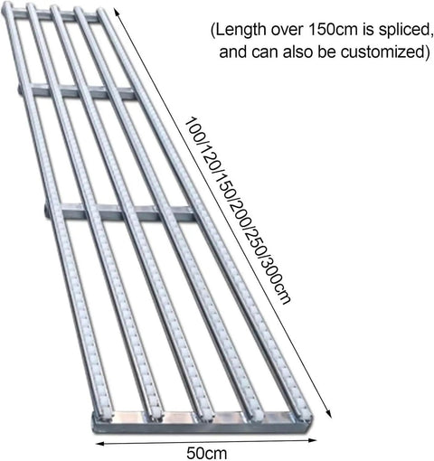 Unpowered Plastic Roller Conveyor Belt 30cm By 200cm In Silver With Straight Ladder Rollers For Easy Material Handling And Transport In Warehouse Workshop Woodworking And Industrial Settings, 50cm wide