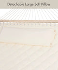 Outdoor Hammock With 12 Foot Heavy Duty Steel Stand For Two People Stand Included 450 Lbs Weight Capacity Cream Color Built To Last With Durable Double Layer Quilted Fabric Soft Breathable And Fade Resistant For Cozy Hangouts And Kick Back cream quilted fabric with detachable pillow