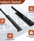 1U Universal Rack Mount Rails Four Post Server Telescoping Slides Adjustable Depth Equipment Glides Cold Rolled Steel