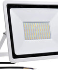 JUDYSSY Outdoor 100W Led Outdoor Flood Light, Security Light 3 Color Changing, 100w,1 Pack, close-up of 100W LED floodlight with stand.
