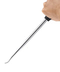 Hand holding 11.5 inch steel spoon from 5-Piece Tire Lever Set With 11.5 Inch Hardened Steel Spoons, Rim Protectors, And Heavy Duty Tire Changing Tools