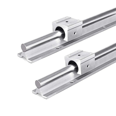 Rock Solid Linear Rails And Bearings 2200mm SBR16 2 Pack With 4 SBR16UU Carriage Blocks for DIY CNC Routers Lathes, side view