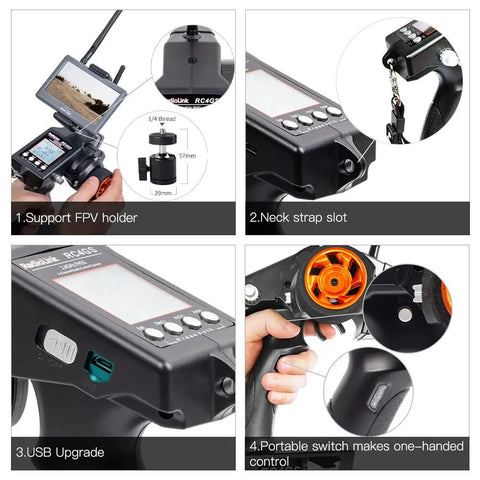RC4GS V3 5 Channel Pro Grade Transmitter With Gyro And R6FG Receivers 2.4GHz Remote Controller Kit features and design details.