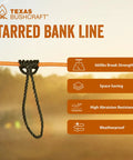 Size 36 Tarred Bank Line Cordage Black Nylon Twisted String For Fishing, Camping, And Outdoor Survival, Rugged Weather Resistant Bankline