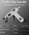 20W High Temp Mini Glue Gun Kit With 55 Inch Cord Anti Drip Nozzle Includes 30 Glue Sticks For Crafting DIY Projects School Art Quick Home Repairs Portable Gray Hot Glue Gun displayed on information sheet