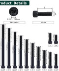 Diagram showing various sizes of 3/8-16 Inch Socket Head Cap Screws Bolts 1-1/4 Inch Long Full Thread 12.9 Grade Alloy Steel.
