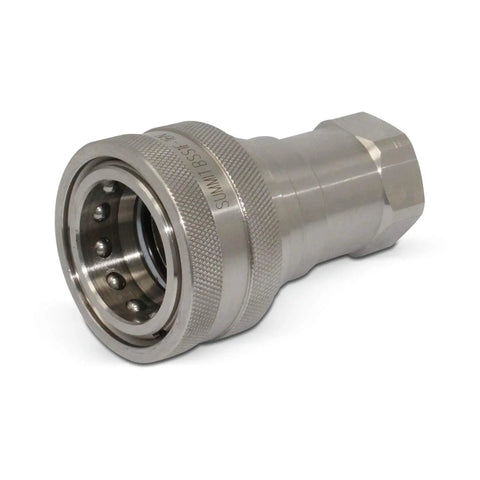 Heavy Duty One Inch Npt Stainless Steel Quick Disconnect Hydraulic Coupler Set Iso 7241 B close-up showing solid design for high pressure fluid transfer.