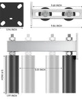 Diagram of Six Inch Slide Gate Guide Roller with Adjustable UHMW Nylon Guider and Heavy Duty Steel Bracket Black Powder Coat