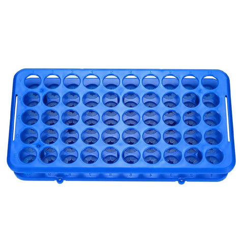 Top Notch Detachable Plastic Test Tube Holder Rack For 5ml 10ml 15ml Tubes 50 Hole Blue Lab Gear Organizer Corrosion Resistant HIPS Material