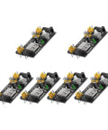 Six Piece Portable Power Supply Module For Breadboards, 3.3V And 5V Regulated Output, Input 6.5 To 12V DC, MB102 Compatible, Easy Install For Experiments And Industry Projects, Plug And Play Ready, six black PCB modules