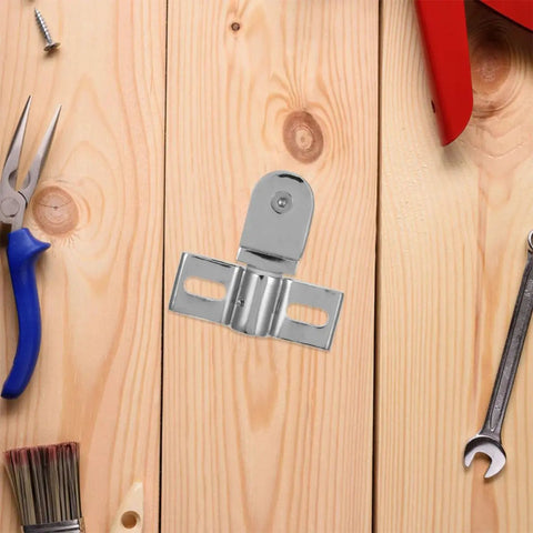 Zinc Alloy Pivot Door Hinge Kit for Glass Shower Doors Durable Silver Finish with bidirectional pivot on wooden background