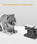 Hella Precise Beefy Five Inch Dividing Head Knocks It Out Of The Park With Tailstock Chuck And Index Plates One To Forty Reduction Ratio Vertical Horizontal Cnc Machining Rig showing precision tool positioning for milling tasks.