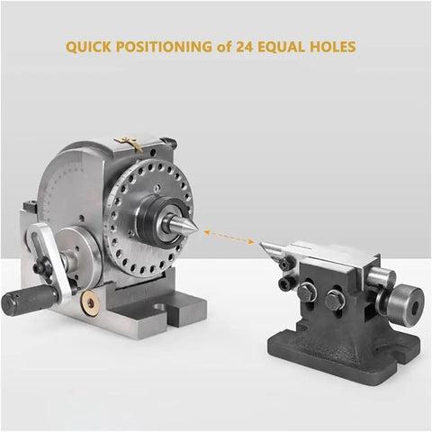 Hella Precise Beefy Five Inch Dividing Head Knocks It Out Of The Park With Tailstock Chuck And Index Plates One To Forty Reduction Ratio Vertical Horizontal Cnc Machining Rig showing precision tool positioning for milling tasks.