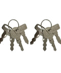 Top Shelf Universal Golf Cart Key Set Including Eight Heavy Duty Replacement Keys Plus Four Slick Rings For Ezgo Club Car Yamaha Carts, metal keys on a ring.