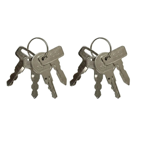 Top Shelf Universal Golf Cart Key Set Including Eight Heavy Duty Replacement Keys Plus Four Slick Rings For Ezgo Club Car Yamaha Carts, metal keys on a ring.