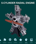 Hands-On 1:6 Five-Cylinder Radial Aircraft Engine Model Kit Premium Metal DIY Electric Engine With 250+ Parts Build Your Own Realistic Airplane Engine For Science Education And Teens, 5-cylinder radial engine display