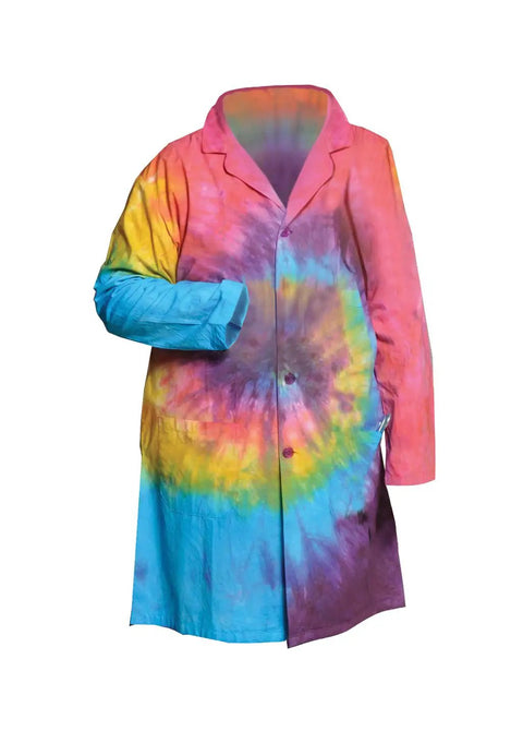 Multicolor Tie Dye Lab Coat Medium Size For Science Class And Lab Work Dope Vibe With Durable Protective Coat And Practical Pockets