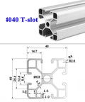 Sturdy 4040 T-Slot Anodized Aluminum Extrusion Profile Rail For 3D Printer CNC Build Custom Machine Frame With Linear Guide System And Quick Install Design, detailed profile and dimensions.