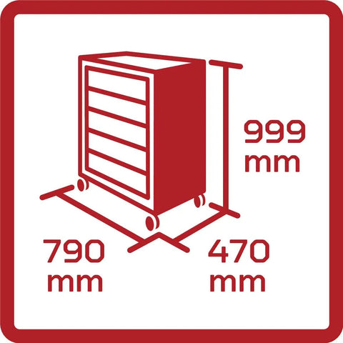 Red Tool Cart On Wheels With Steel Body And Scratch-Resistant Powder Coat dimensions illustration
