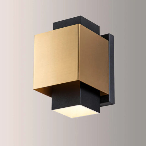 Gold And Black LED Outdoor Wall Light Fixture For Porch, Patio, Garage And Hallways, Waterproof Exterior Sconce With Modern Wall Mount