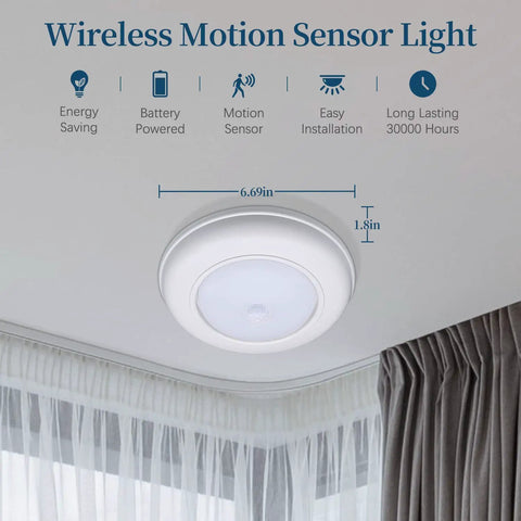Battery Powered Closet Lights With Motion Sensor And Photocell Cordless LED Night Light Wireless Ceiling Light For Hallway