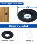 40 Pack Black Adhesive Sleeves For Cable Railing To Keep Your Wire Rope Looking Sharp Sizes 1/8 Inch 5/32 Inch 3/16 Inch Stainless Steel Grommet Sleeves For End Or Intermediate Posts On Wood Or Metal Decks diagram
